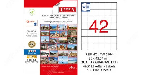 Tanex Tw-2154 Lazer Etiket 35X42 Mm Tw2154Las10100 ürün görseli 1