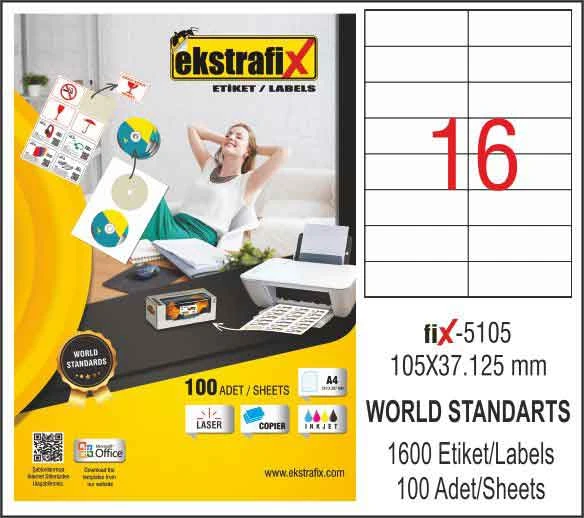 Ekstrafix (Fix-5105 )Laser Etiket 105 X 37,125 Mmq 29E224.T70.00.139751 ürün görseli 1