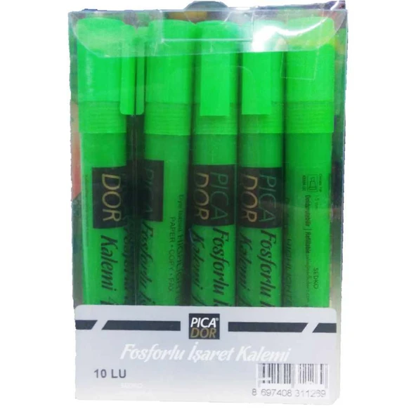 Picador Fosforlu Kalem Yeşil 421 10 Lu (1 Paket 10 Adet) ürün görseli 1