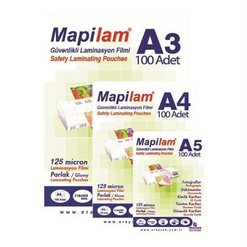 Mapi Laminasyon Filmi 78X102 Mm 125 Micron Parlk 100 Lü 1021210 (1 Paket 100 Adet) ürün görseli 1