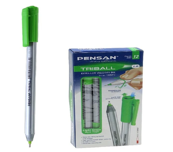 Pensan Tükenmez Kalem Triball 1.0 MM Bilye Uç Açık Yeşil 12 Li (1 Paket 12 Adet) PE01003TKAY ürün görseli 1