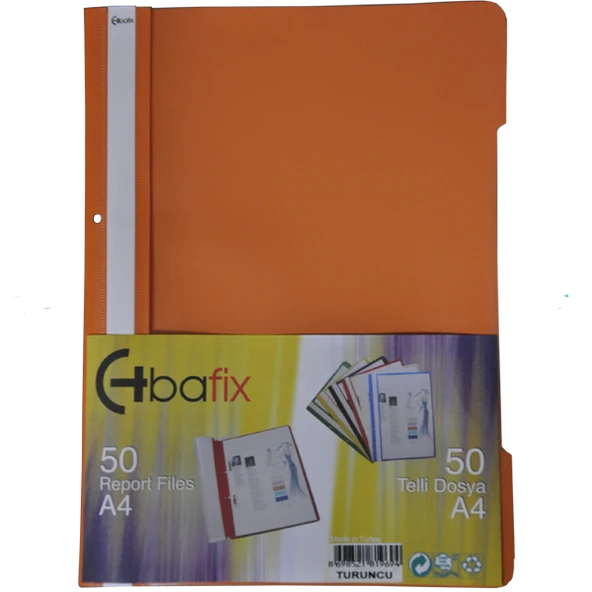 Bafix Telli Dosya Plastik A-4 Turuncu 66729 50 Li (1 Paket 50 Adet) ürün görseli 1