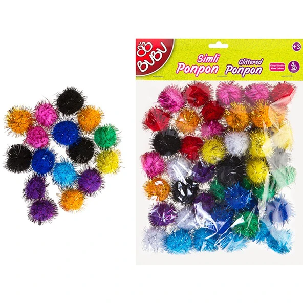 Bu-Bu BUBU00113 Pon Pon Simli 3 Cm 50 Li Karma ürün görseli 1