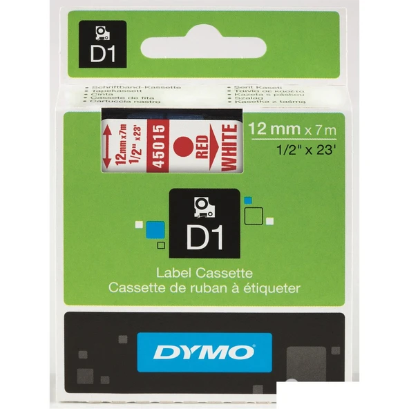 Dymo D1 Şerit 12X7 Mt Kırmızı-Beyaz 45015 S0720550 ürün görseli 1