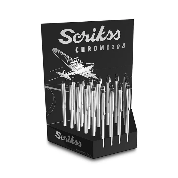Scrikss F-108 Tükenmez Kalem Krom (36 Lı Paket) ürün görseli 1