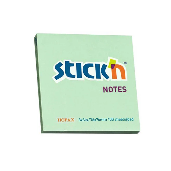 Hopax Stickn Yapışkanlı Not Kağıdı 76X76 Mm Pastel Yeşil 90 Yaprak 12 Li (1 Paket 12 Adet) ürün görseli 1