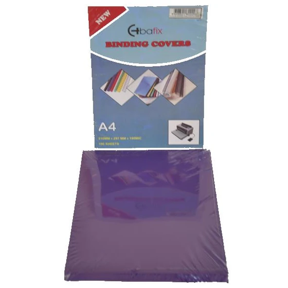 Bafix A-4 Pvc Cilt Kapağı 160 Micron Mat Mor 100 Lü (1 Paket 100 Adet) ürün görseli 1