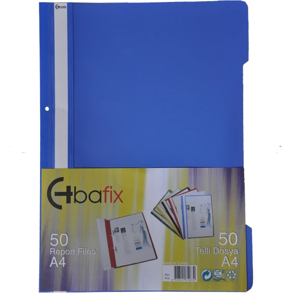 Bafix Telli Dosya Plastik A-4 Mavi Klasik 66724 50 Li (1 Paket 50 Adet) ürün görseli 1
