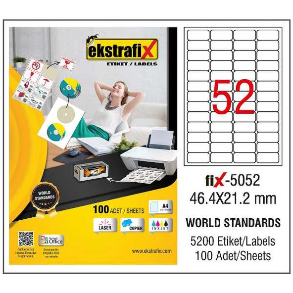 Ekstrafix Lazer Etiket 46,4X21,2Mm Fix-5052 8699071024101 ürün görseli 1