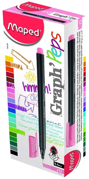 Maped 749129 Fineliner Keçe Uç Kalem 12 Li Toz Pembe (1 Paket 12 Adet) ürün görseli 1