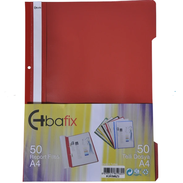 Bafix Telli Dosya Plastik A-4 Kırmızı 66722 50 Li (1 Paket 50 Adet) ürün görseli 1