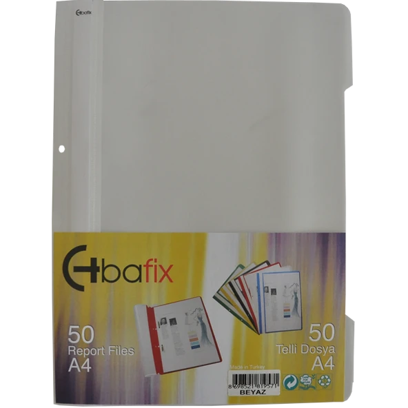 Bafix Telli Dosya Plastik A-4 Beyaz 66720 50 Li (1 Paket 50 Adet) ürün görseli 1