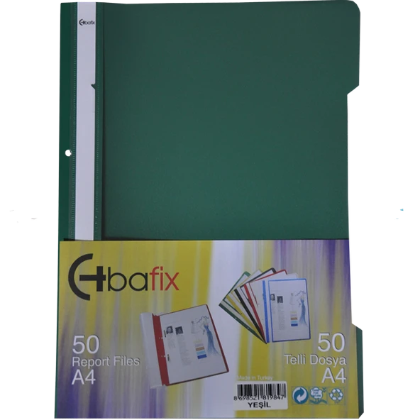 Bafix Telli Dosya Plastik A-4 Yeşil 66730 50 Li (1 Paket 50 Adet) ürün görseli 1