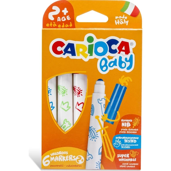 Carioca 42813 Jumbo Yıkanabilir Keçeli Boya Kalemi Bebek Süper 6 Lı ürün görseli 1