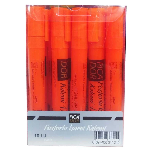 Picador 421 Pastel Highlighter Fosforlu İşaretleme Kalemi Pastel Turuncu Kx083 (10 Lu Paket) ürün görseli 1