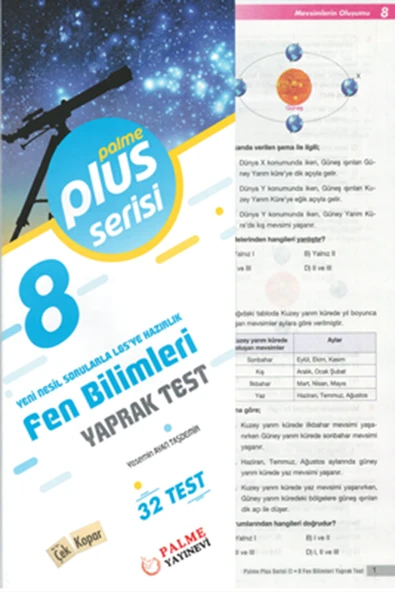 Palme Yayınevi Hazırlık Yaprak Test 8. Sınıf Fen Bilimleri Plus ürün görseli 1