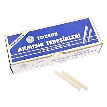 Akmısır Tozsuz Tebeşir 100 Lü Beyaz (1 Koli 10 Paket 1000 Adet) ürün görseli 1