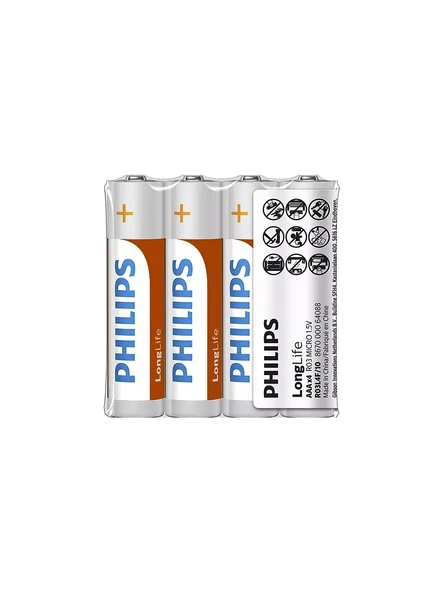 Philips Longlife İnce Kalem Pil AAA 4 Lü ürün görseli 1