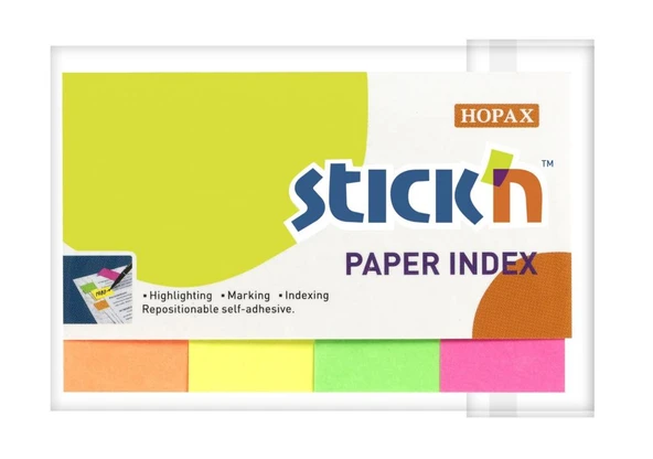 Hopax Stickn Kağıt İndeks 200 Yaprak 50X20Mm Neon 4 Renk 212050 ürün görseli 1