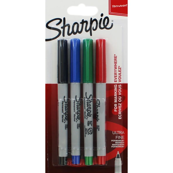 Sharpie Permanent Markör Kalem Ultra Fine, Süper İnce Uç 4 Lü Standard Renkler 1985879 ürün görseli 1