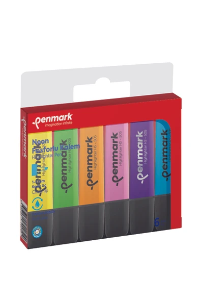 Penmark Fosforlu Kalem 6 Lı Karışık Renk Neon HS 505 6N ürün görseli 1