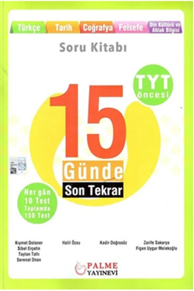 Palme Yayınevi Hazırlık Yks Tyt 15 Günde Son Tekrar Türkçe - Tarih Coğrafya-Felsefe-Din ürün görseli 1