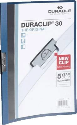 Durable A4 Sıkıştırmalı Dosya Duraclip Ortadan Klipsli 30 Sayfa Lacivert 2200 (25 Li Paket) ürün görseli 1
