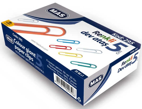 Mas 295 Ataş Dev Renkli Pvc Kaplı 50 Mm (24 Kutu) ürün görseli 1