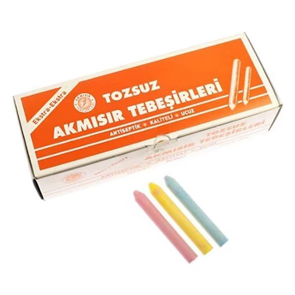 Akmısır Tozsuz Tebeşir 100 Lü Renkli (1 Koli 10 Paket 1000 Adet) ürün görseli 1