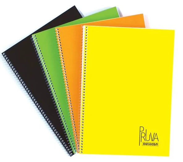 Meteksan A4 Spiralli Defter Pruva Karton Kapak Çizgili 96 Yaprak Fosforlu Kapak 96/1 (6 Li Paket) ürün görseli 1