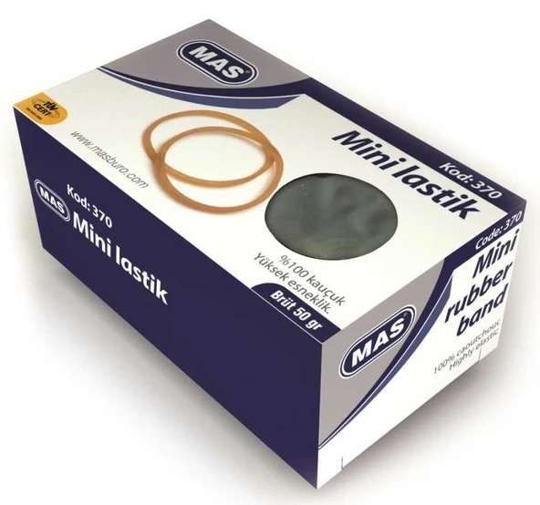 Mas 370 Lastik Kutu Mini Yüzde100 Kauçuk Paket Lastiği 50 Gram (5 Kutu) ürün görseli 1
