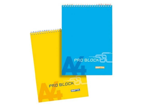 Gıpta A4 Bloknot Pro-Block Spiralli Karton Kapak Çizgili 40 Yaprak 3-1397000-2181 (12 Li Paket) ürün görseli 1