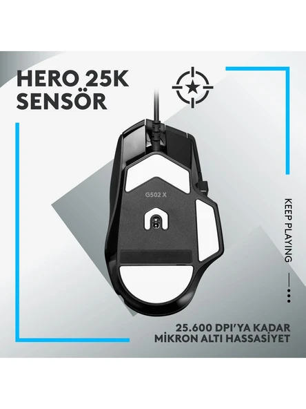 Logitech 910-006139 G502 X Lightspeed Hero Kablolu Gaming Mouse - Resim 4