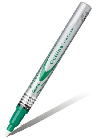 Pentel Msp60-Zd Markör Dekorasyon Kalemi Kontürlü Outline Paint Yeşil (12 Li Kutu) ürün görseli 1