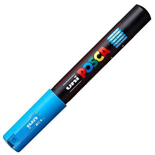Uni-Ball Pc-1M Markör Boyama Kalemi Posca Su Bazlı Poster 0.7 Mm Açık Mavi (12 Li Kutu) ürün görseli 1