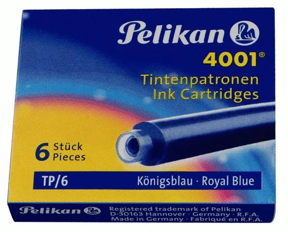 Pelikan 4001 Royal Dolma Kalem Kartuşu Mavi Küçük Pl-301176-Ktma 6 Lı Paket ürün görseli 1