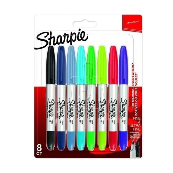 Sharpie Permanent Markör Kalem Twin Tip Karışık Renk 8 Li ürün görseli 1