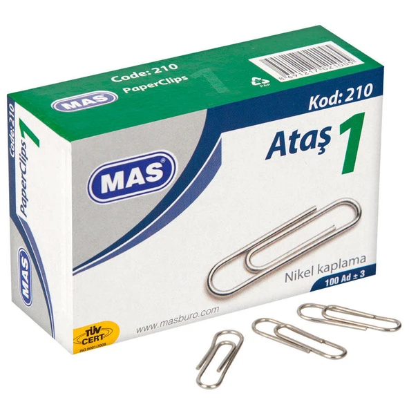 Mas 210 Ataş (Ataç) Nikel Kaplı No:1 100 Lü (24 Kutu) ürün görseli 1