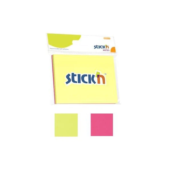 Hopax Stickn Yaışkanlı Not Kağıdı 76X102 Mm Yarı Saydam 2 Neon Renk 100 Yaprak 4-2109500-5001 ürün görseli 1