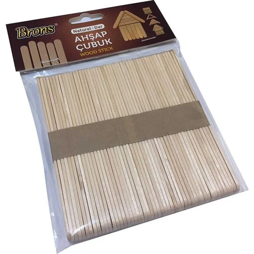 Brons Br-900 Ahşap Çubuk Naturel Dar 50 Li (10 Paket) ürün görseli 1