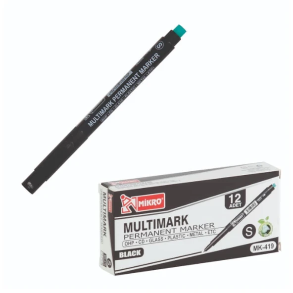 Mikro Mk-419 Cd Kalemi Permanent S Seri Siyah (12 Li Kutu) ürün görseli 1
