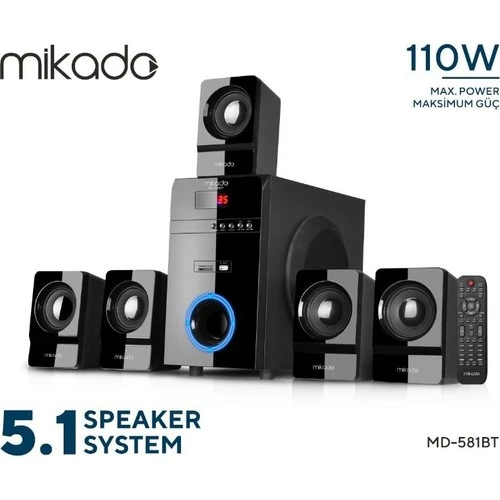 Md-581Bt 5+1 Usb -Sd - Fm Destekli Multimedia Bluetooth Speaker - Resim 2