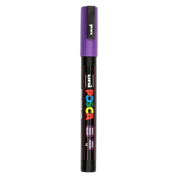 Uni-Ball Pc-3M Markör Boyama Kalemi Posca Su Bazlı Poster 0.9-1.3 Mm Mor (12 Li Kutu) ürün görseli 1