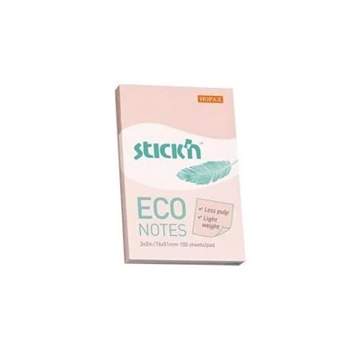 Hopax Stickn Yapışkanlı Not Kağıdı 100 Yaprak 76X51Mm Eco Pastel Pembe 4-2174200-5001 (12 Koçan) ürün görseli 1