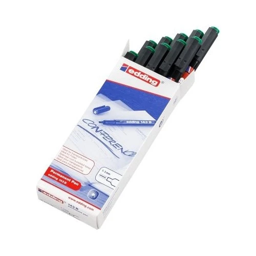 Edding 143B Asetat Kalemi Permanent B Seri 1-3 Mm Kesik Uç Yeşil (10 Lu Kutu) ürün görseli 1