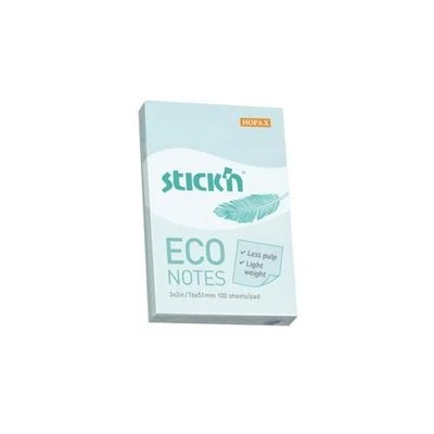 Hopax Stickn Yapışkanlı Not Kağıdı 100 Yaprak 76X51Mm Eco Pastel Mavi 4-2174300-5001 (12 Koçan) ürün görseli 1