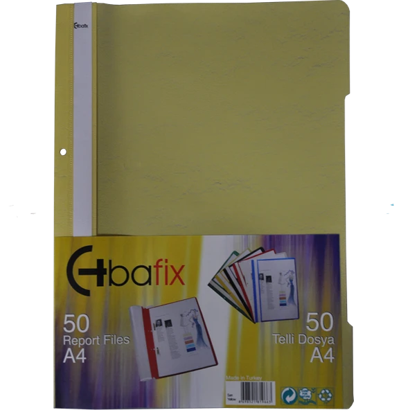 Bafix Telli Dosya Plastik A-4 Sarı 66727 50 Li (1 Paket 50 Adet) ürün görseli 1