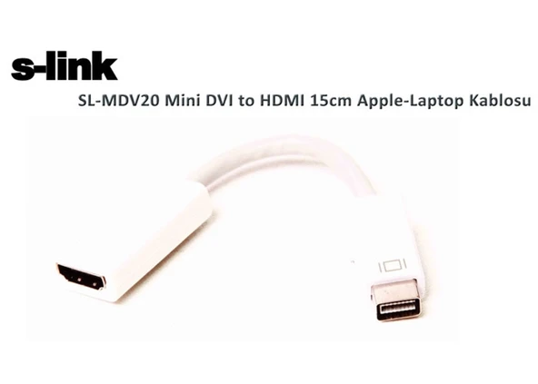 S-Link Mini Dvı To Hdmı 15Cm Apple Laptop Kablosu Sl-Mdv20 ürün görseli 1