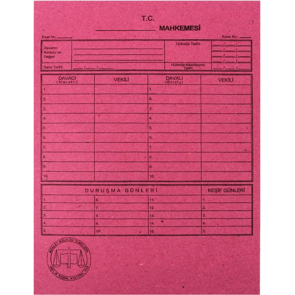 Alemdar Mahkeme Dosyası Pembe (50 Li Paket) ürün görseli 1