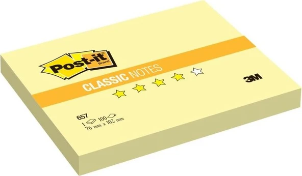 Post-İt Yapışkanlı Not Kağıdı 100 Yaprak 76X102Mm Sarı 657 (12 Koçan) ürün görseli 1